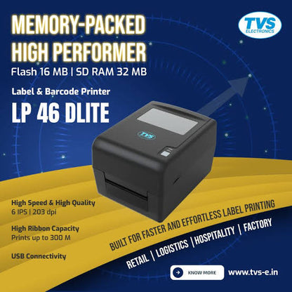 TVS LP-46 Dlite Label And Barcode Printer TVS ELECTRONICS