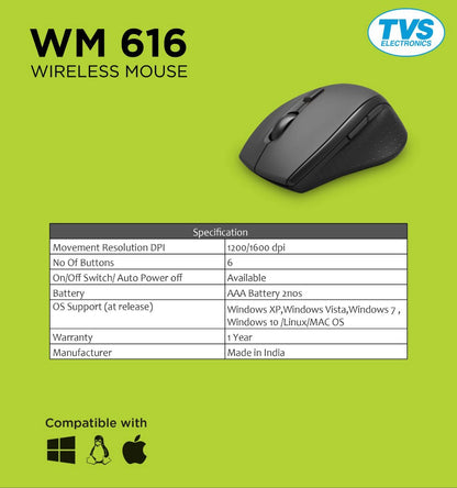 TVS WM-616 Wireless Mouse TVS ELECTRONICS