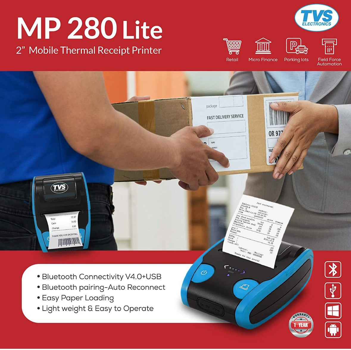 TVS MP 280 Lite Mobile Printer TVS ELECTRONICS