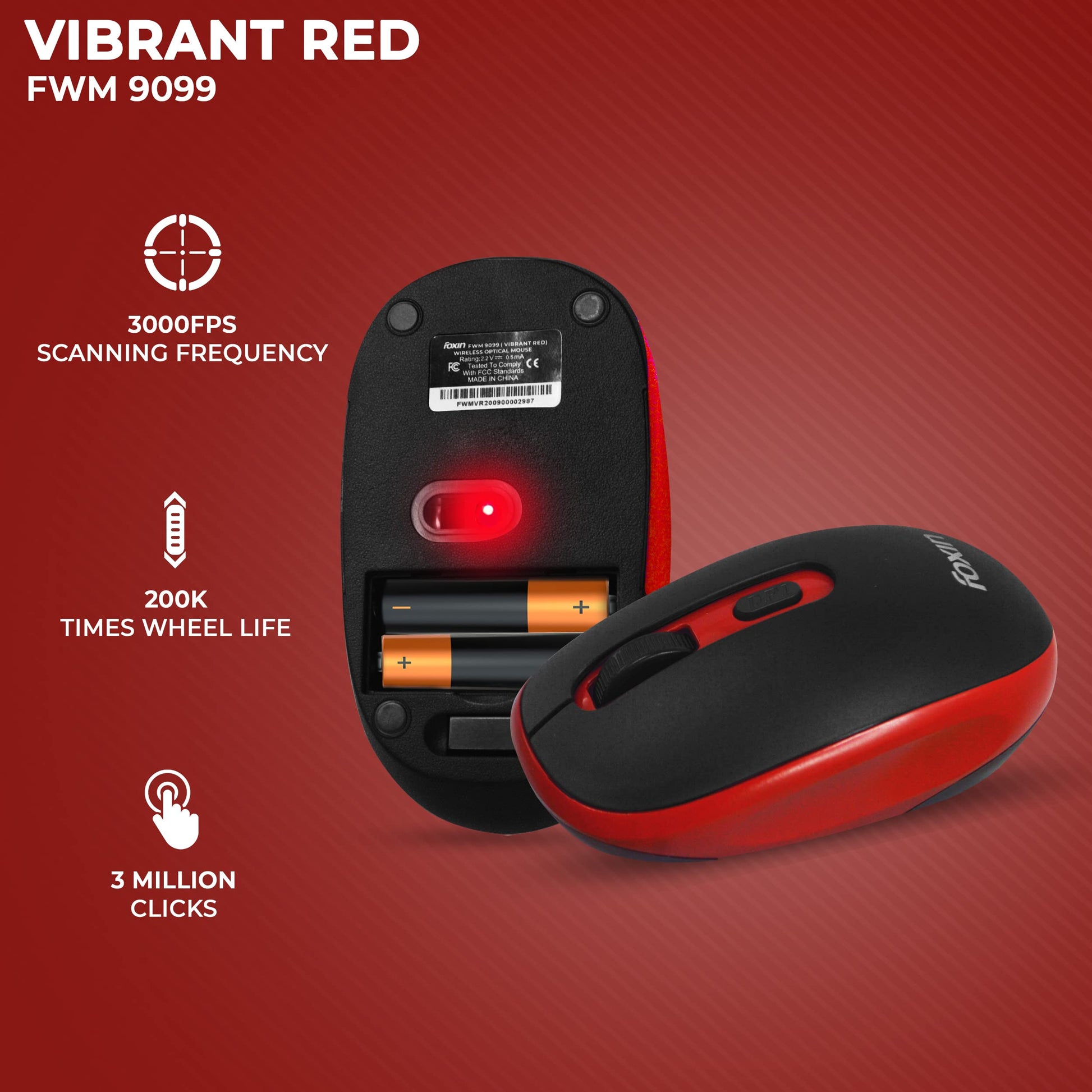 Foxin Mouse Vibrant Blue/Red WiFi FWM9099 Foxin