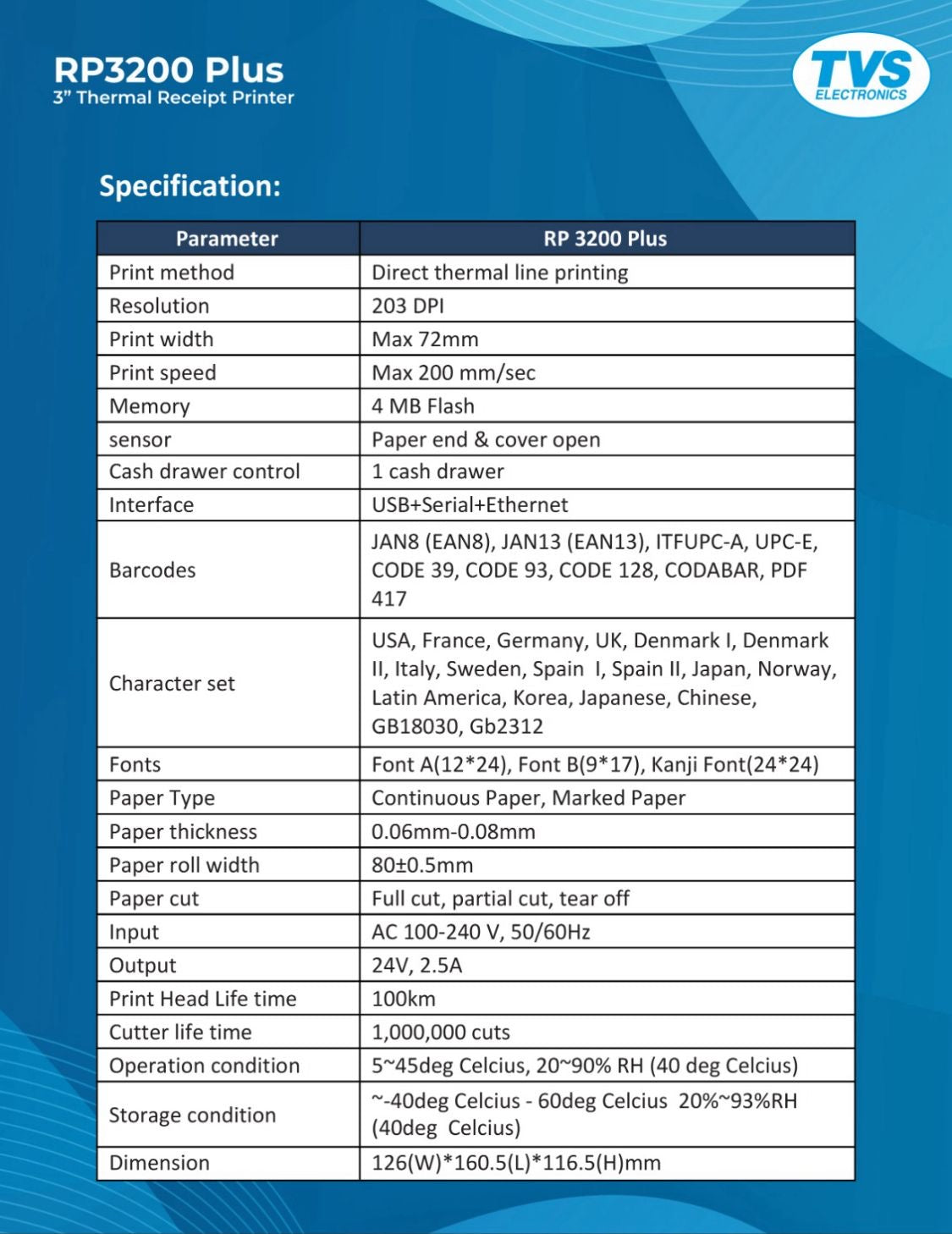 TVS Thermal Receipt Printer RP 3200 Plus TVS ELECTRONICS