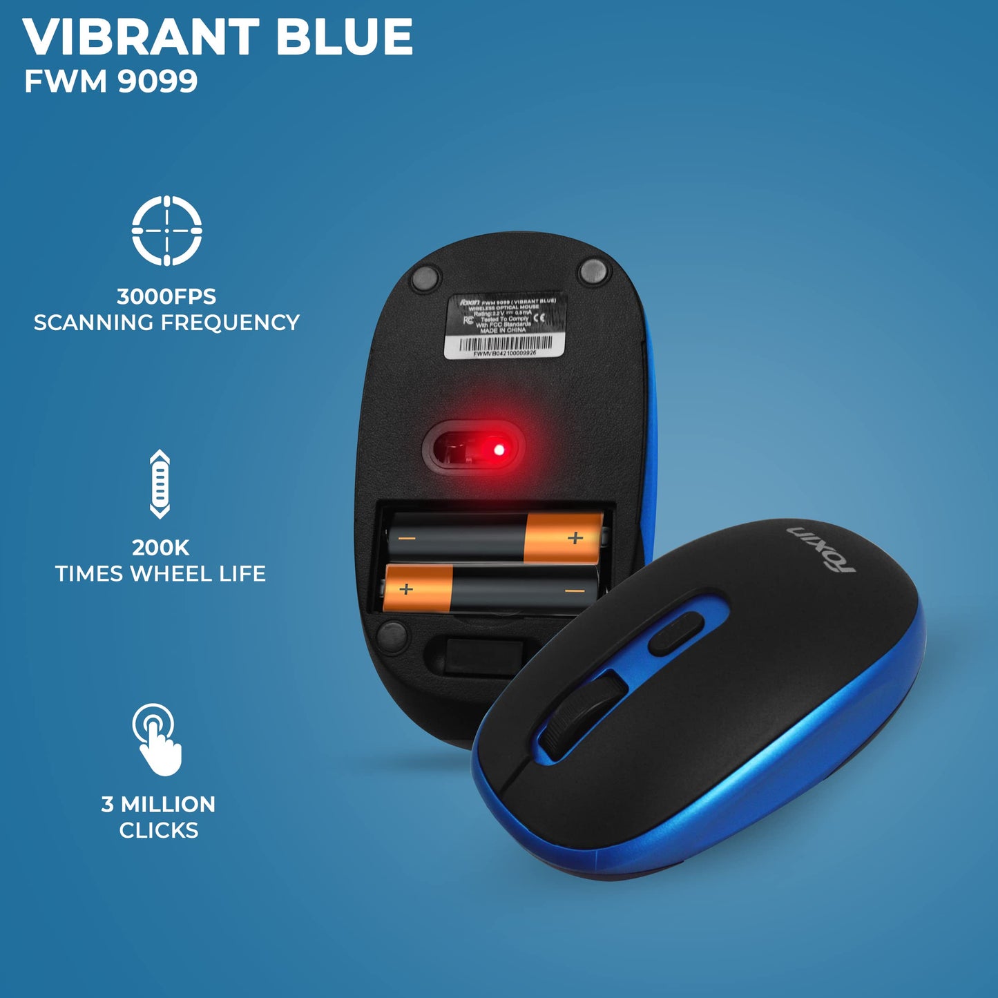 Foxin Mouse Vibrant Blue/Red WiFi FWM9099 Foxin