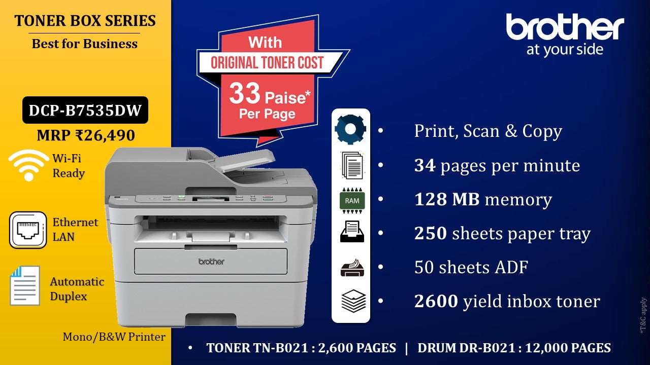 Brother DCP-B7535DW - 3-in-1 Printer with Auto 2-sided Printing and Wireless Networking BROTHER