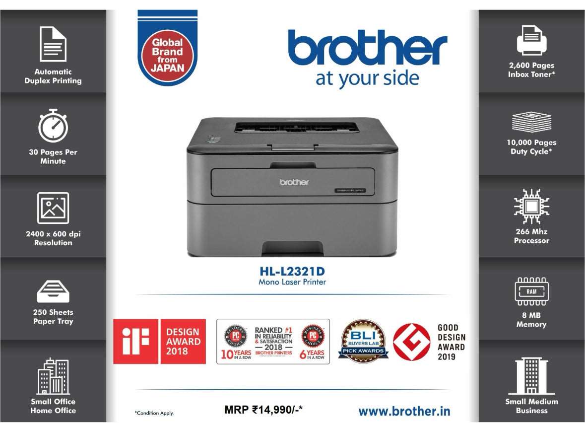 Brother HL-L2321D-Compact, High Speed Laser Printer with Duplex BROTHER