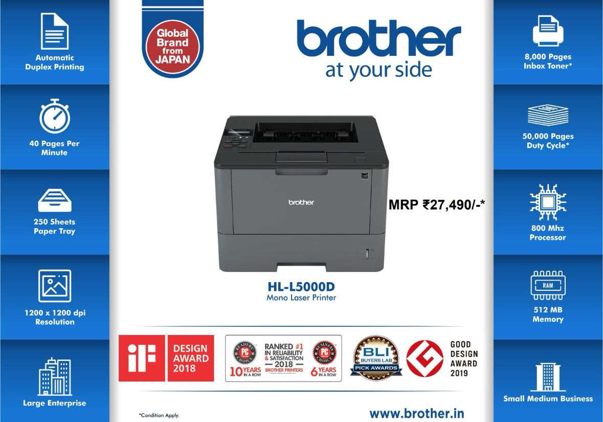 Brother HL-L5000D Single Function Monochrome Printer BROTHER