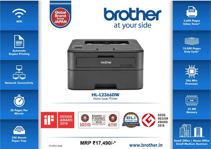 Brother HL-L2366DW Single Function Monochrome Printer BROTHER