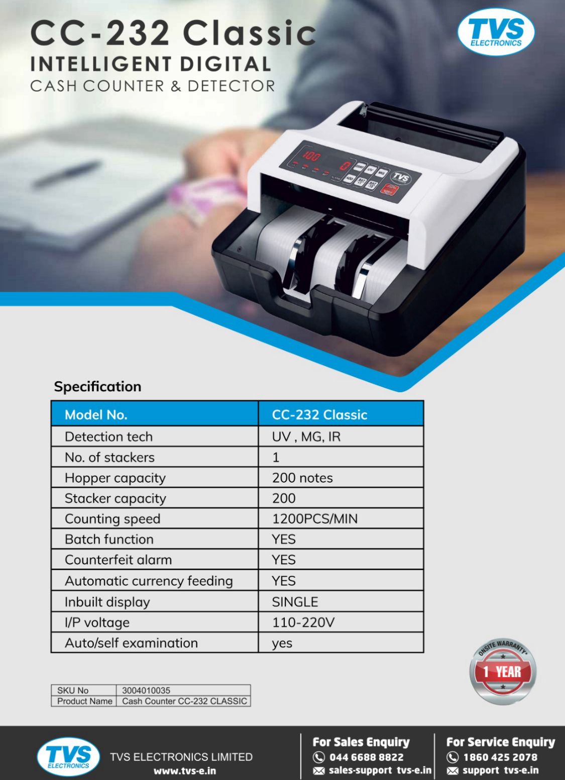 TVS Cash Counter CC232 Classic TVS ELECTRONICS