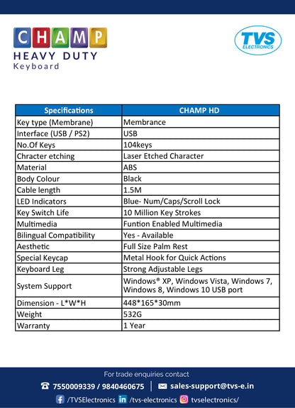 TVS Keyboard USB Champ HD TVS ELECTRONICS