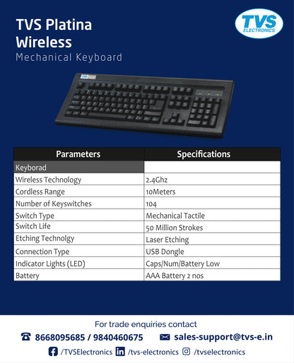 TVS Keyboard WiFi Mechanical Platina TVS ELECTRONICS