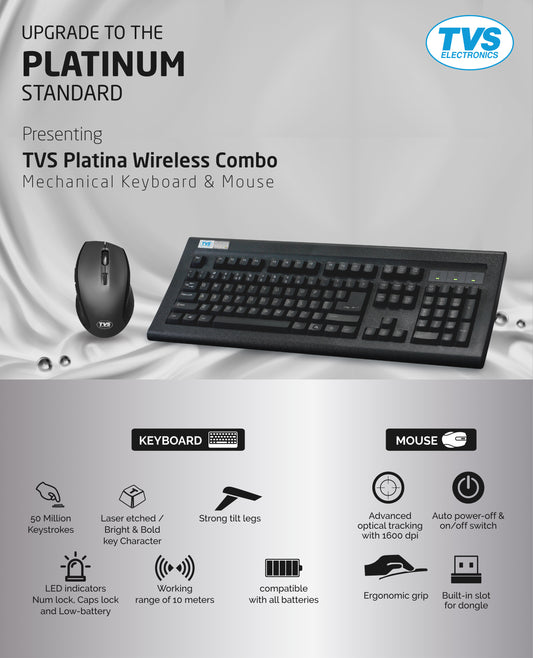 TVS Keyboard WiFi Mechanical Platina and Mouse Combo TVS ELECTRONICS