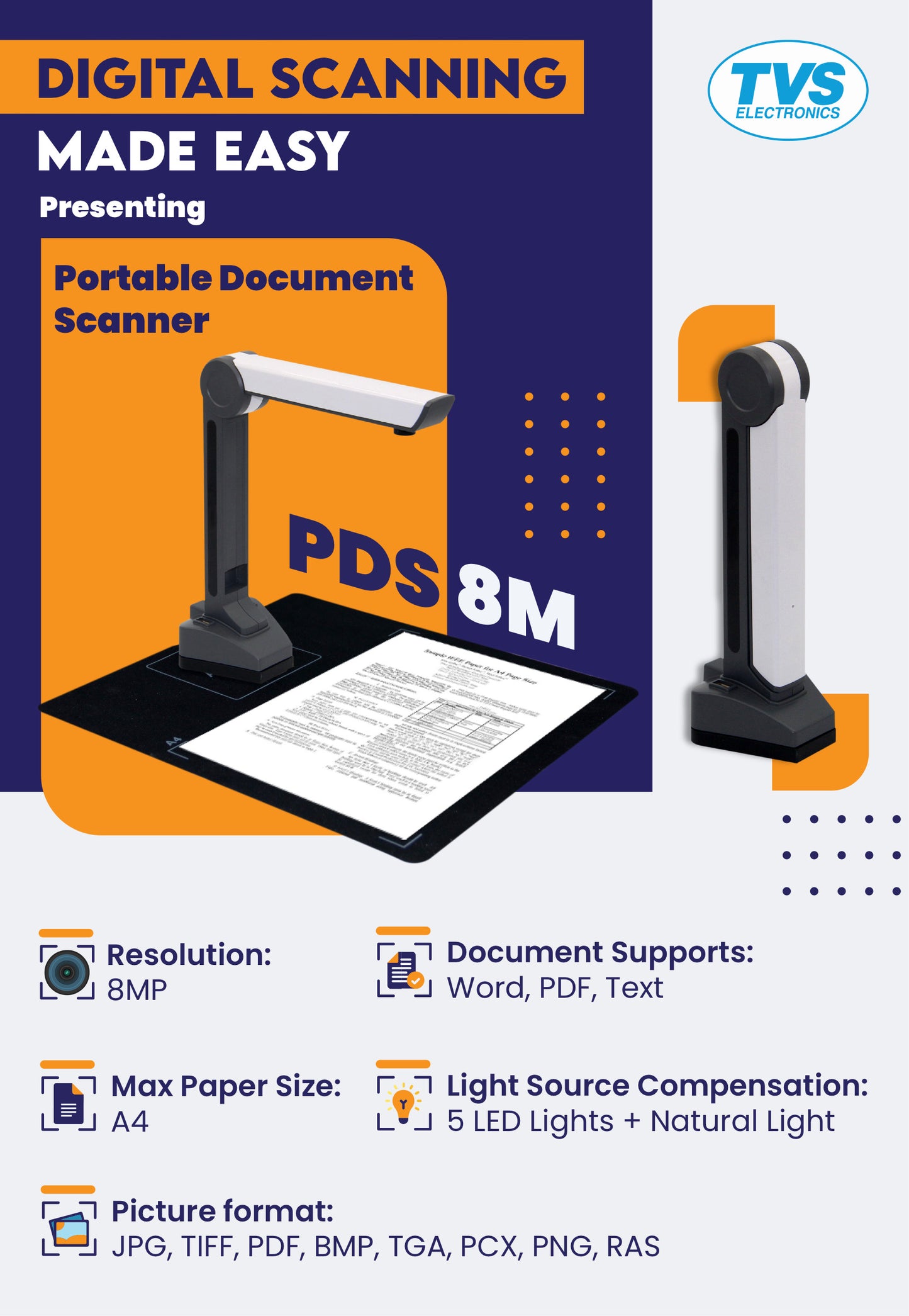 TVS Portable Document Scanner - PDS 8M TVS ELECTRONICS