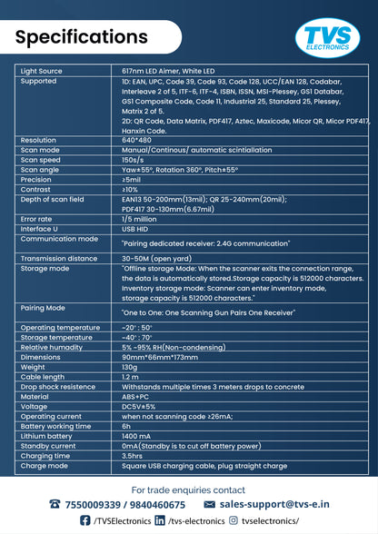 TVS Barcode Scanner BS-i201s WL TVS ELECTRONICS