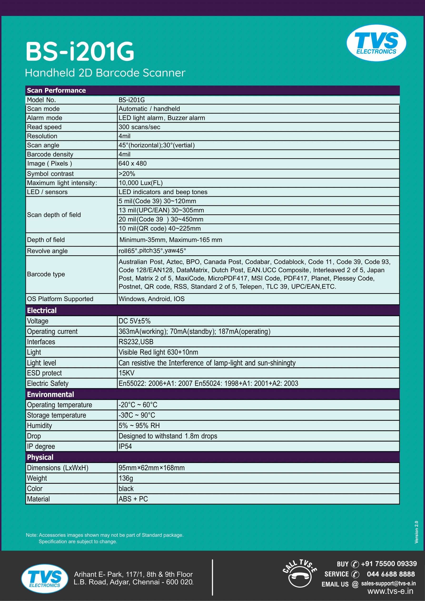 TVS Barcode Scanner BS-i201 G TVS ELECTRONICS