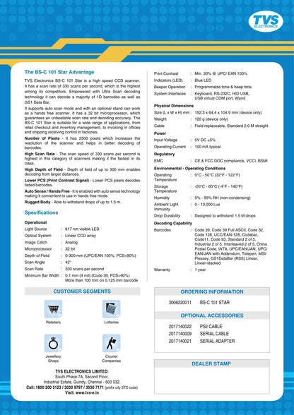 TVS Barcode Scanner BS-C101 STAR TVS ELECTRONICS