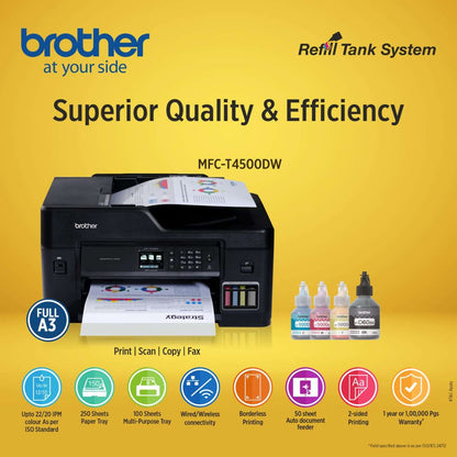 Brother MFC-T4500DW - A3 Inkjet MFC, Refill Ink Tank Wireless Duplex All-in-One BROTHER