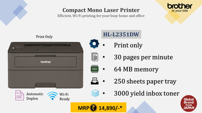 Brother HL-L2351DW Single Function Printer (Monochrome) BROTHER