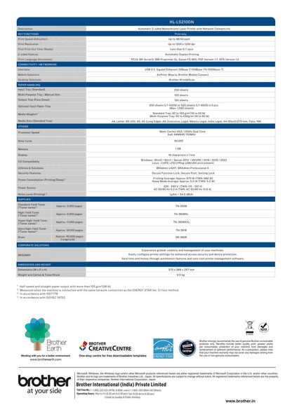 Brother HL-L5210DN Single Function Laser Printer BROTHER