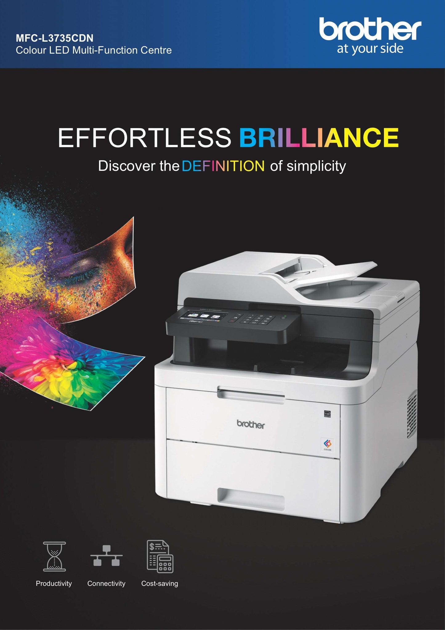 Brother MFC-L3735CDN : Network Colour LED All-in-One, Duplex Mobile Print ADF BROTHER