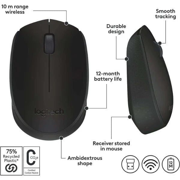 Logitech M170 Wireless Mouse(black) Logitech