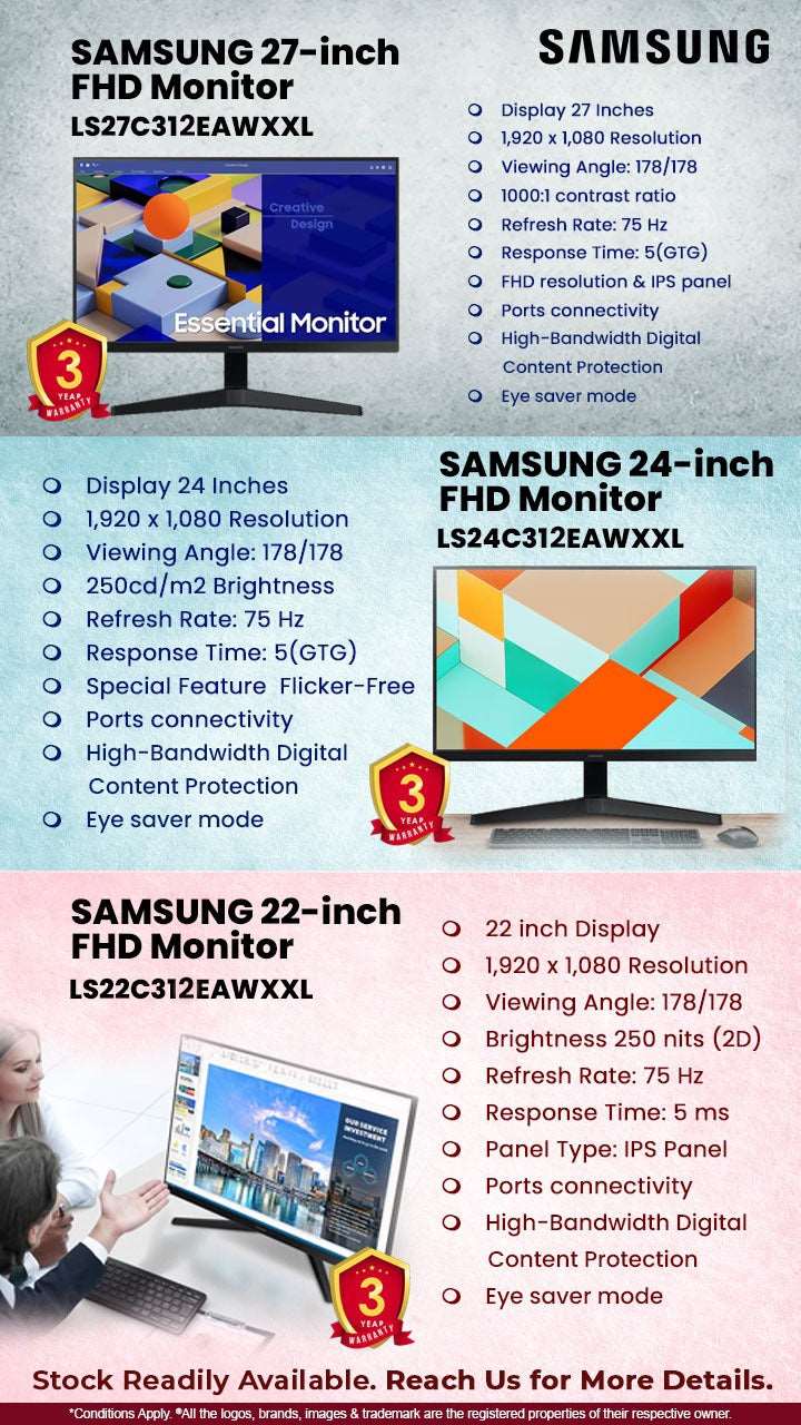 SAMSUNG LS24C312EAWXXL (24 inch) Full HD Flat Panel LED Monitor Samsung