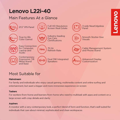 Lenovo Monitor L22i-40 21.5" IPS Lenovo