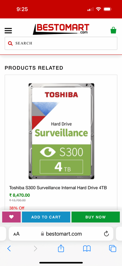 TOSHIBA SURVEILLANCE CCTV AV HARD DISK DRIVE S300 - 4TB TOSHIBA