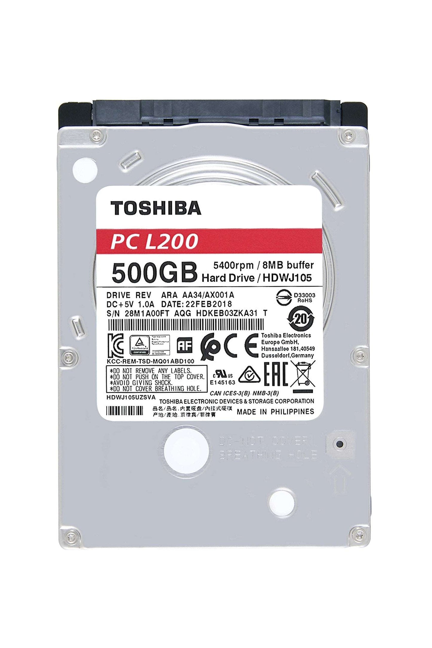 Toshiba 500GB L200 2.5" SATA HDD, 5400rpm, Shock Sensor TOSHIBA