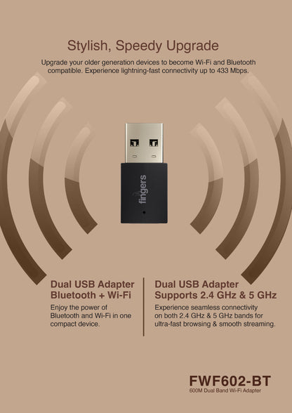 Fingers BT+WIFI USB Adapter FWF602-BT FINGERS