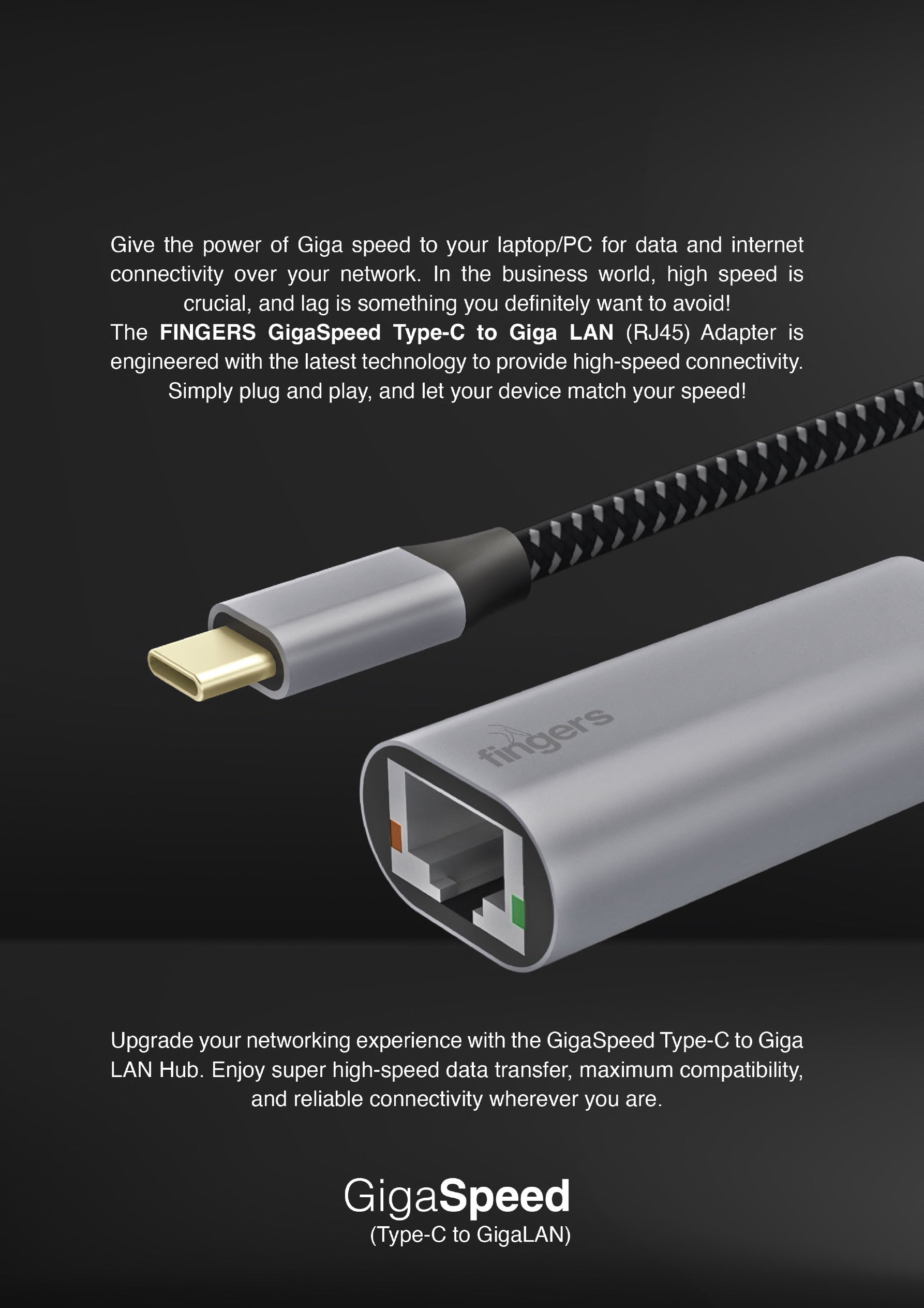 Fingers Gigaspeed(Type C to GigaLAN) Ethernet Adapter FINGERS