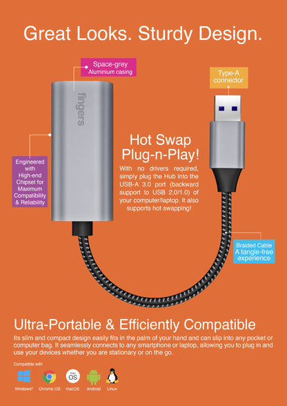 Fingers Giganet - USB to Giga LAN Ethernet Adapter FINGERS