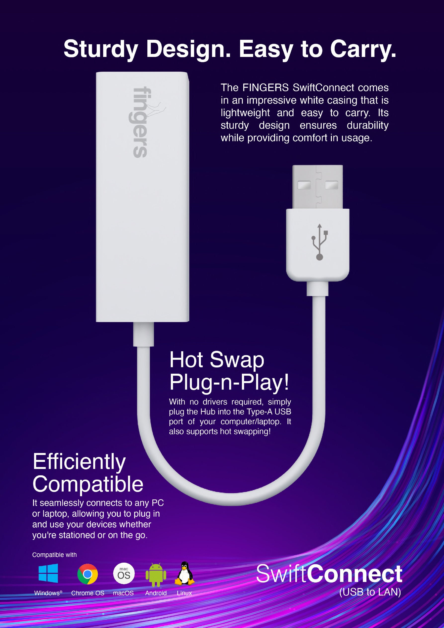 Fingers SwiftConnect - USB to LAN Ethernet Network Adapter FINGERS