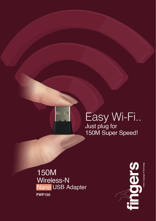 Fingers FWF150/ FWF300- Easy Wi-Fi - Just plug for 150/300Mbps Super Speed! 150Mbps FINGERS