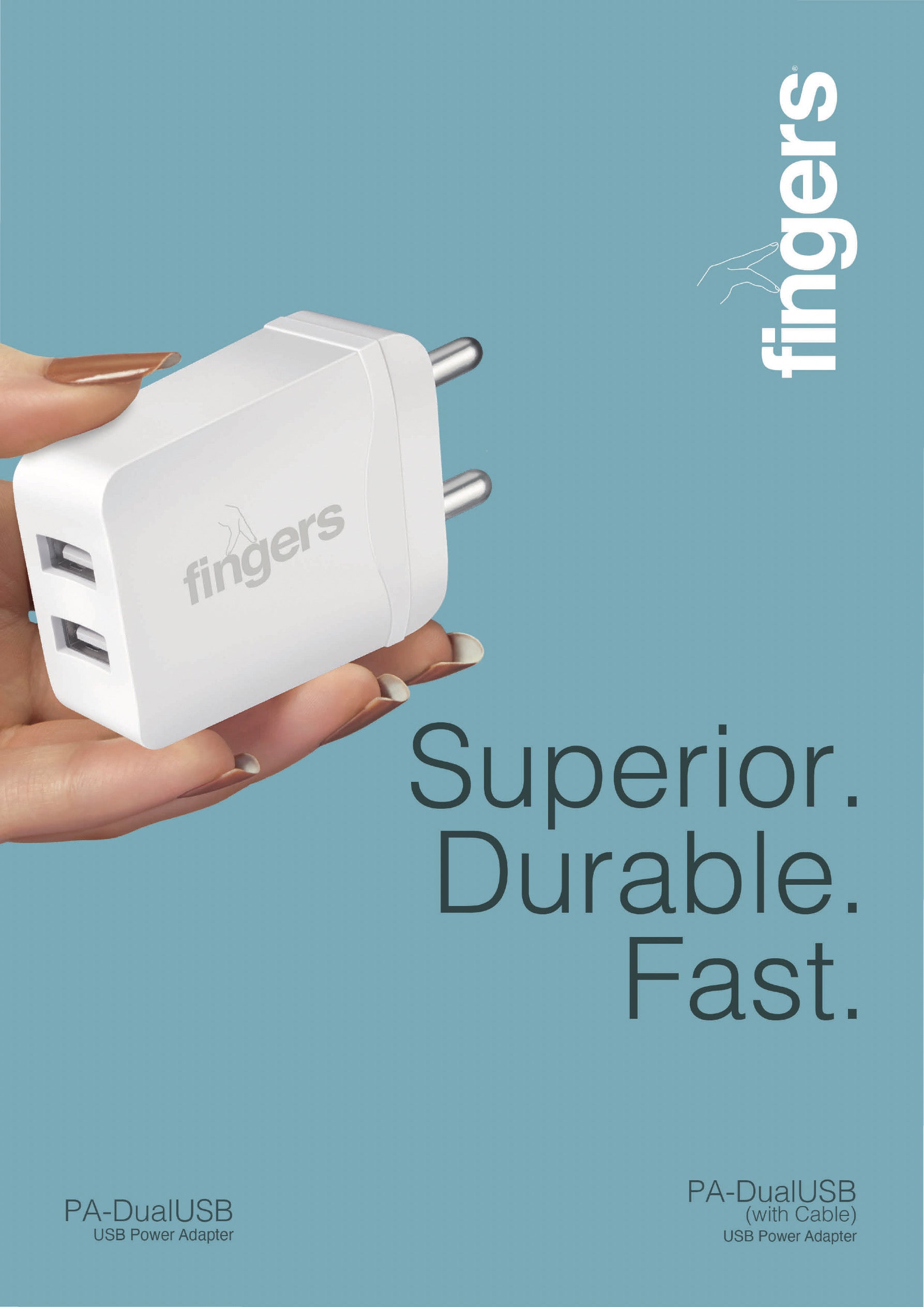 Fingers PA-DualUSB Adapter(with Micro USB Cable/ Type C Cable) FINGERS